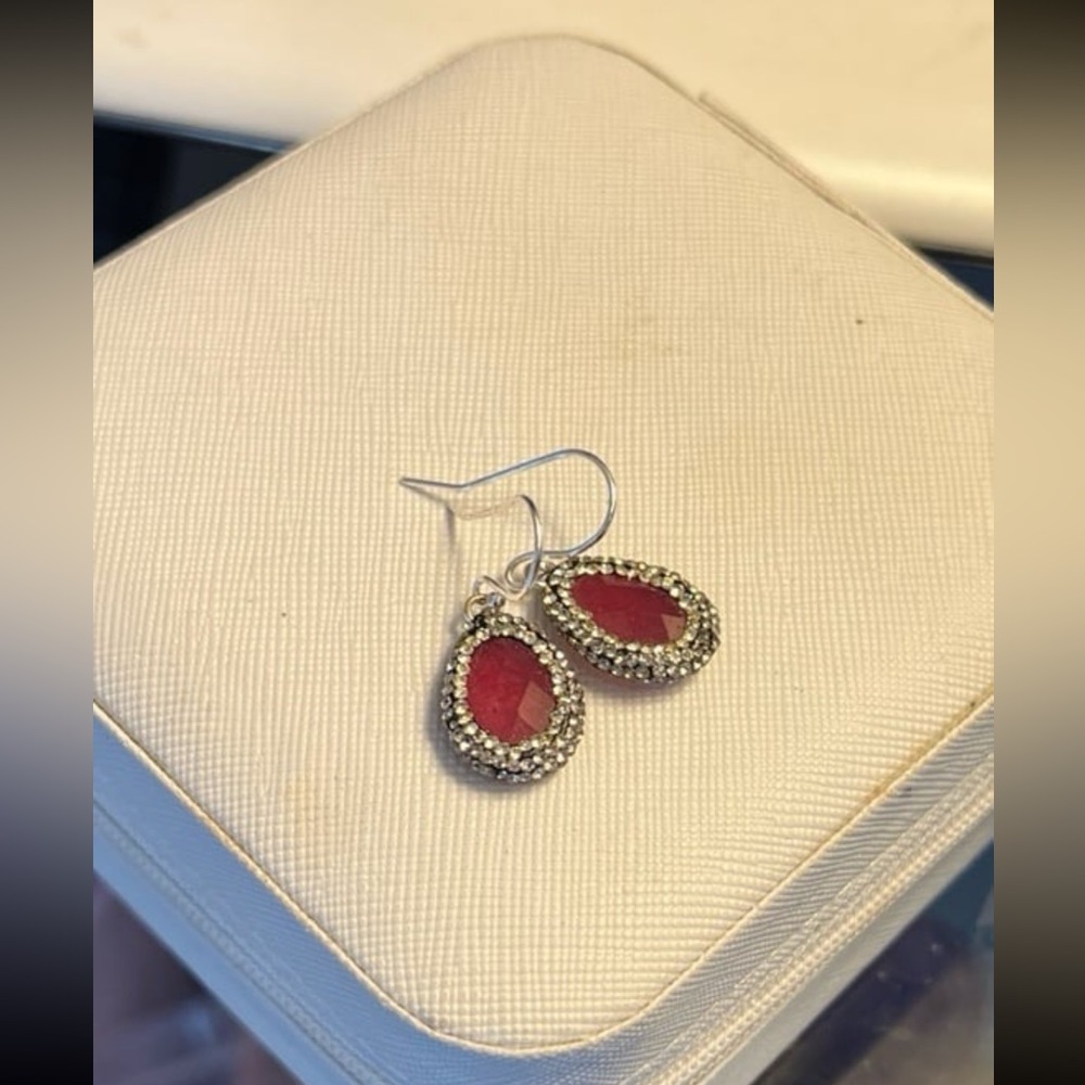 Gorgeous Ruby Crystal Hematite Finish Dangle Drop… - image 5